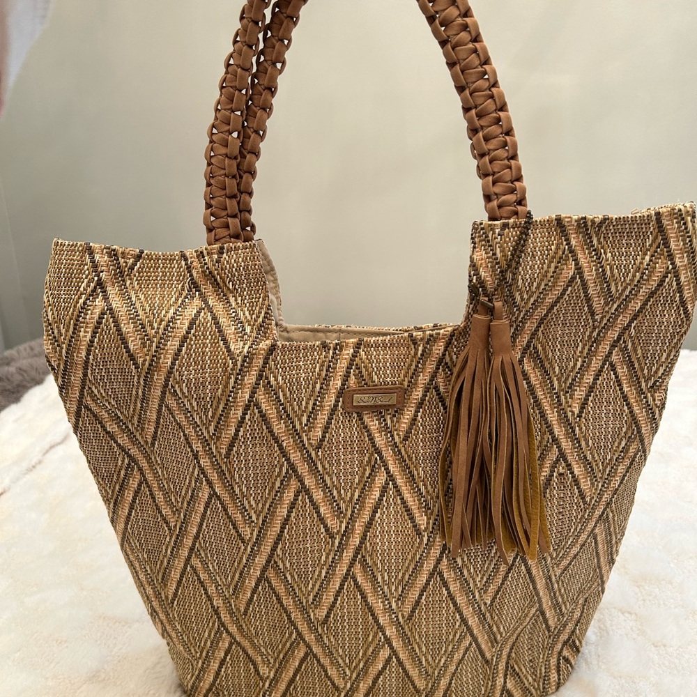 Boho Brown Woven Tote Bag